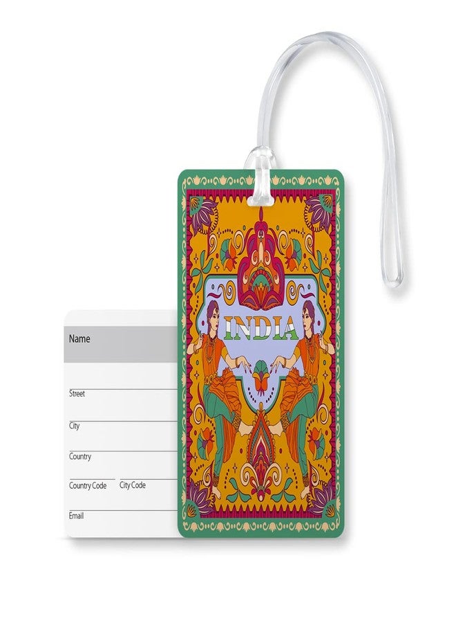 100yellow® Indian Theme - 01 Luggage Tags, Bag Tag Travel Id Labels Tag for Baggage Suitcases Bags with Silicon| Multicolor - Image 2